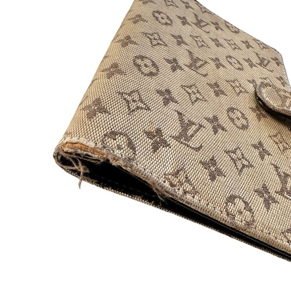 Authentic Louis Vuitton Beige & Brown Mini Lin Canvas & Leather Agenda PM - Picture 10 of 11